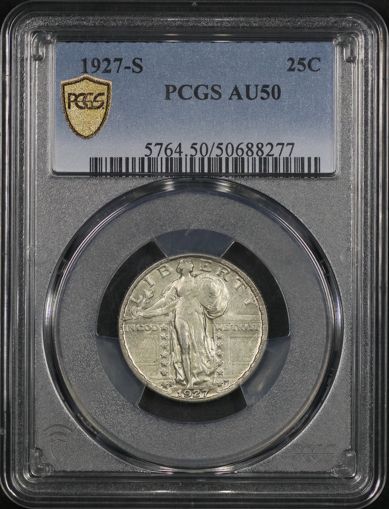 Obverse of this 1927-S Standing Liberty Quarter PCGS AU-50