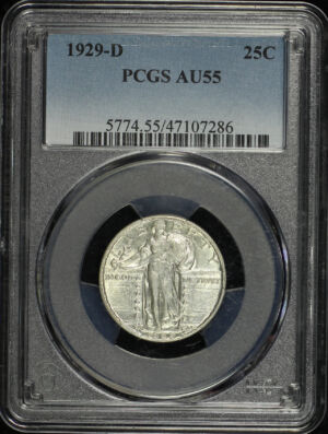 Obverse of this 1929-D Standing Liberty Quarter PCGS AU-55