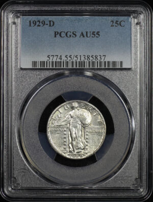 Obverse of this 1929-D Standing Liberty Quarter PCGS AU-55
