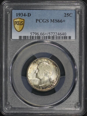 Obverse of this 1934-D Washington Quarter PCGS MS-66+