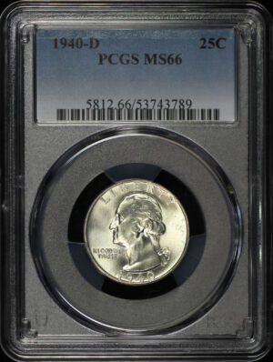 Obverse of this 1940-D Washington Quarter PCGS MS-66