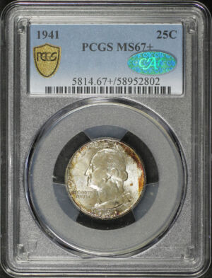 Obverse of this 1941 Washington Quarter PCGS MS-67+ CAC