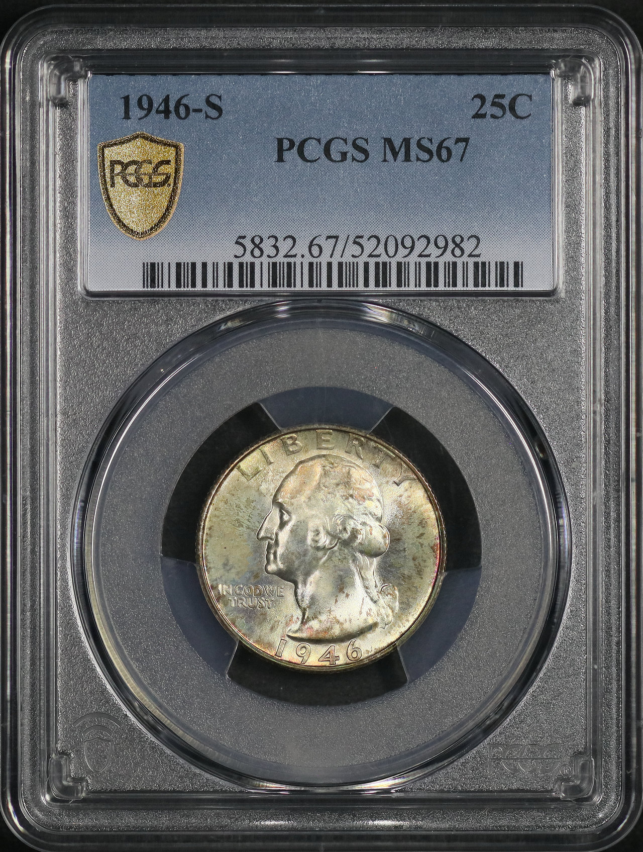 Obverse of this 1946-S Washington Quarter PCGS MS-67