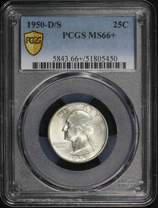 Obverse of this 1950-D/S Washington Quarter PCGS MS-66+
