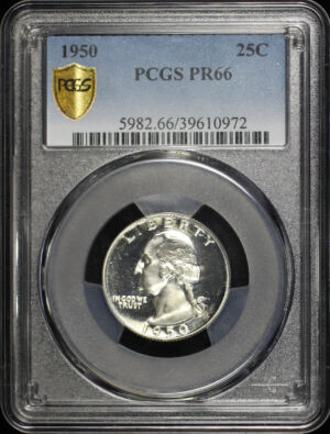 Obverse of this 1950 Washington Quarter PCGS PR-66