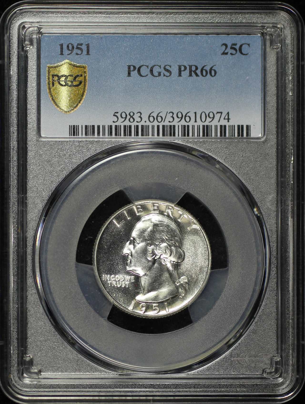 Obverse of this 1951 Washington Quarter PCGS PR-66
