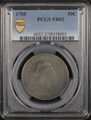 Obverse of this 1795 Flowing Hair Half Dollar PCGS F-02