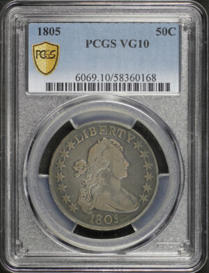 Obverse of this 1805 Draped Bust Half Dollar PCGS VG-10