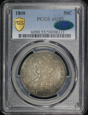 Obverse of this 1808 Capped Bust Half Dollar PCGS AU-55 CAC