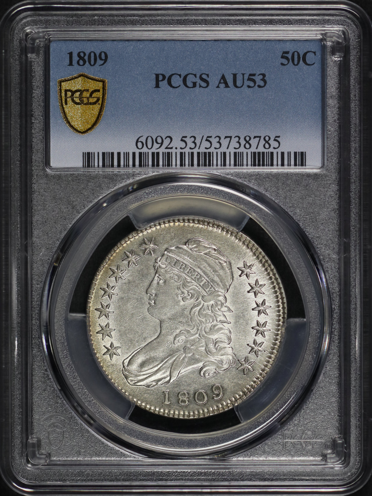 Obverse of this 1809 Capped Bust Half Dollar PCGS AU-53