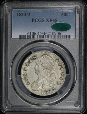 Obverse of this 1814/3 Capped Bust Half Dollar PCGS XF-45 CAC