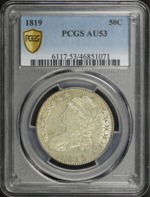 Obverse of this 1819 Capped Bust Half Dollar PCGS AU-53