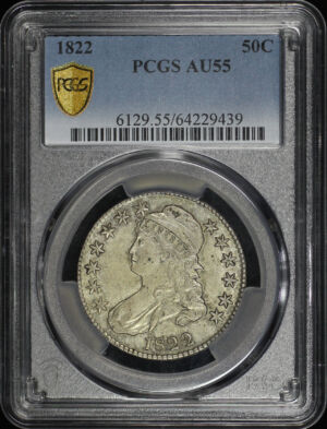 Obverse of this 1822 Capped Bust Half Dollar PCGS AU-55