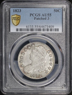 Obverse of this 1823 Patched 3 Capped Bust Half Dollar PCGS AU-55