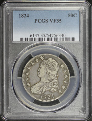 Obverse of this 1824 Capped Bust Half Dollar PCGS VF-35