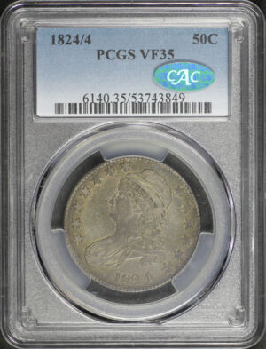 Obverse of this 1824 Capped Bust Half Dollar PCGS VF-35 CAC