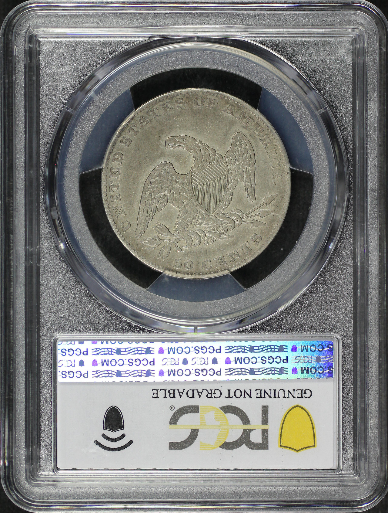 Reverse of this 1836 Capped Bust Half Dollar Reeded Edge PCGS VF Details Scratch