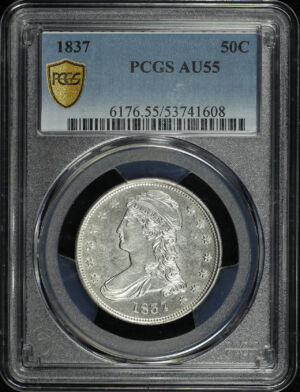 Obverse of this 1837 Capped Bust Half Dollar PCGS AU-55