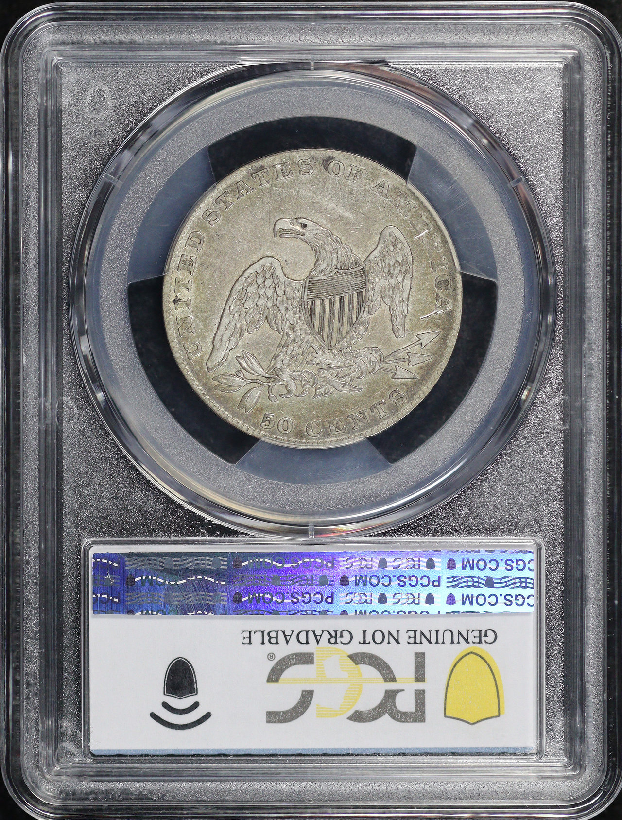 Reverse of this 1837 Capped Bust Half Dollar PCGS XF Details Scratch