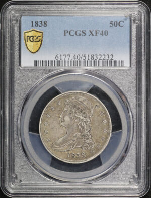 Obverse of this 1838 Capped Bust Half Dollar PCGS XF-40