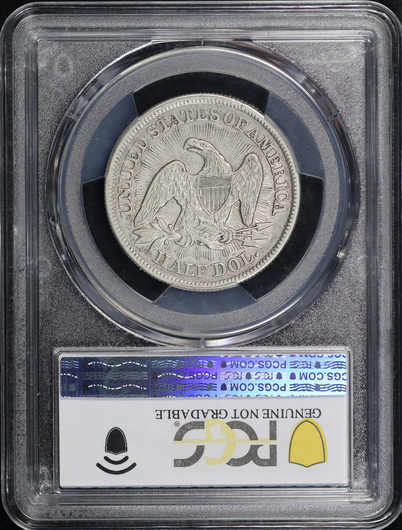 Reverse of this 1853 Liberty Seated Half Dollar with Arrows & Rays PCGS XF Details Cleaned