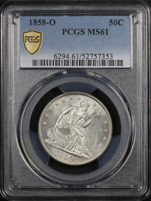 Obverse of this 1858-O Liberty Seated Half Dollar PCGS MS-61