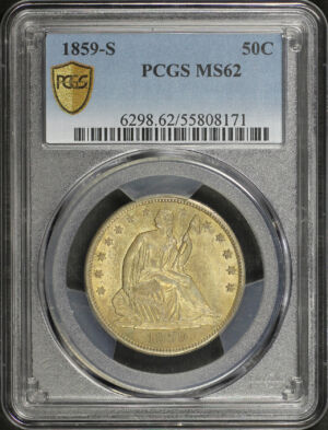 Obverse of this 1859-S Liberty Seated Half Dollar PCGS MS-62