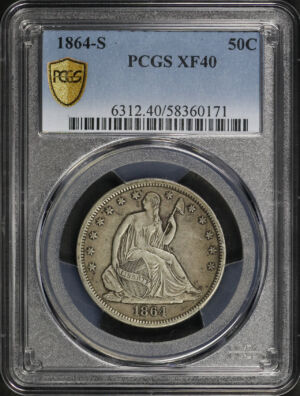 Obverse of this 1864-S Liberty Seated Half Dollar PCGS XF-40
