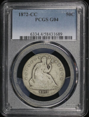 Obverse of this 1872-CC Liberty Seated Half Dollar PCGS G-04