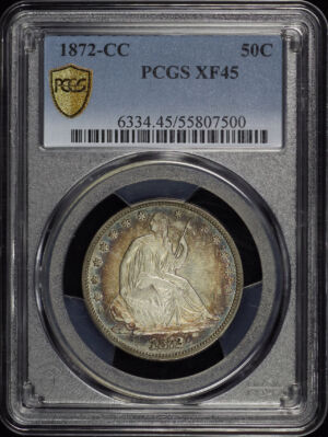 Obverse of this 1872-CC Liberty Seated Half Dollar PCGS XF-45