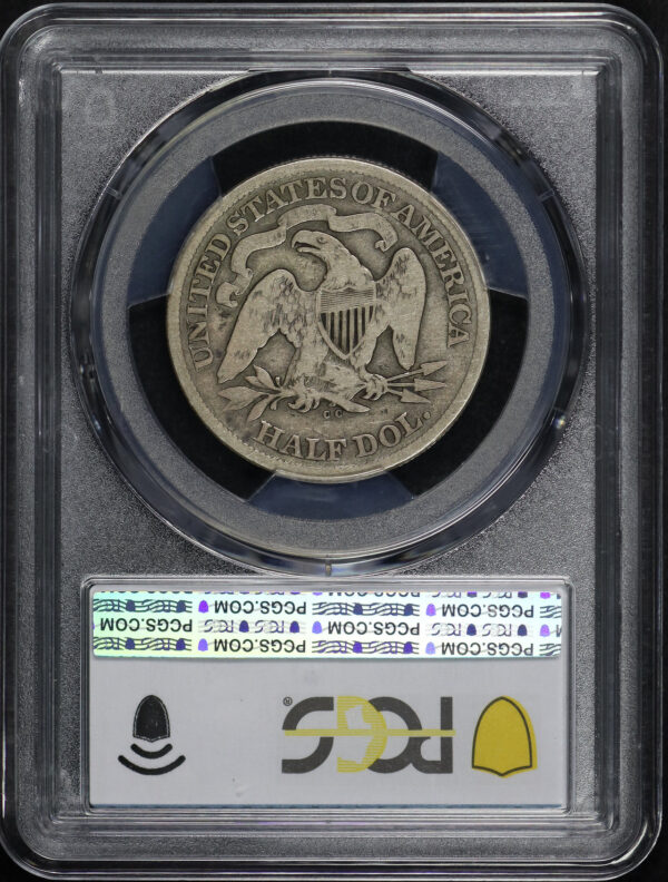 Reverse of this 1873-CC Liberty Seated Half Dollar No Arrows PCGS VG-08