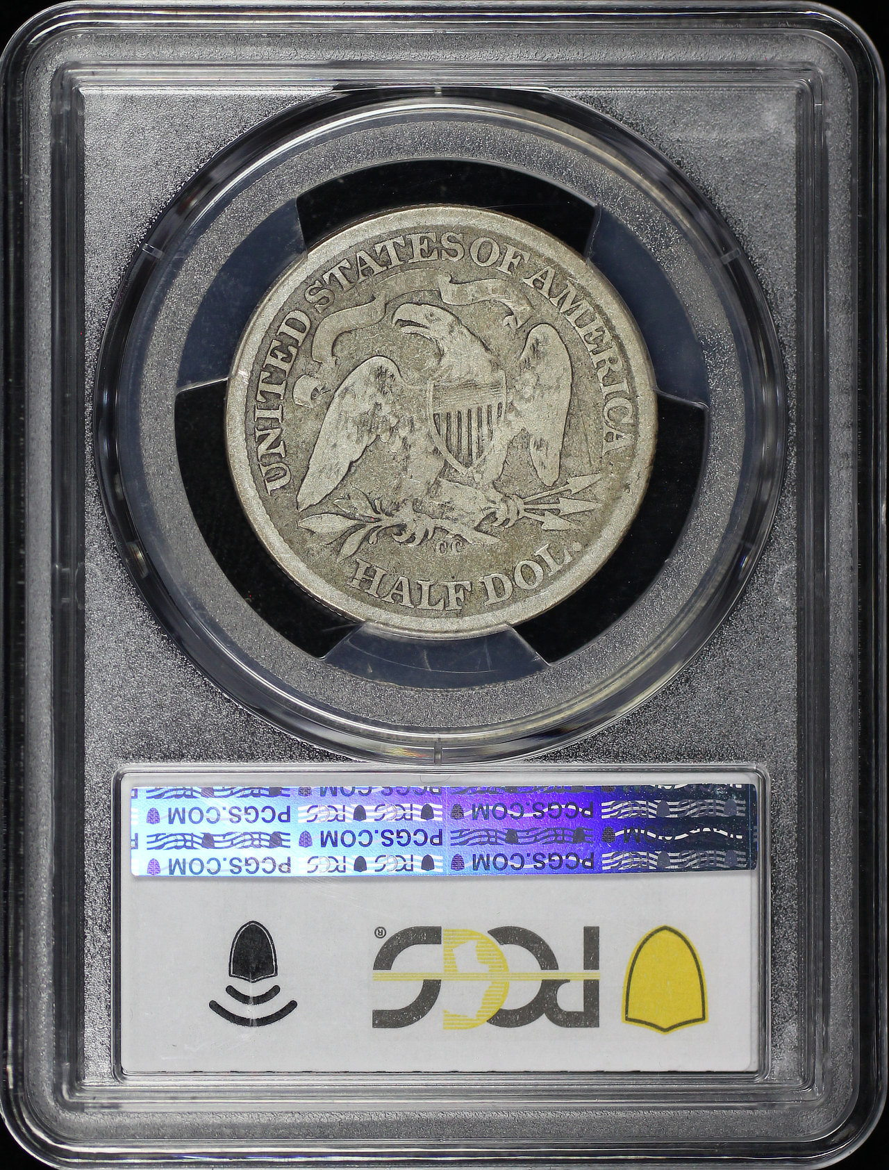 Reverse of this 1873-CC Liberty Seated Half Dollar Arrows PCGS G-04