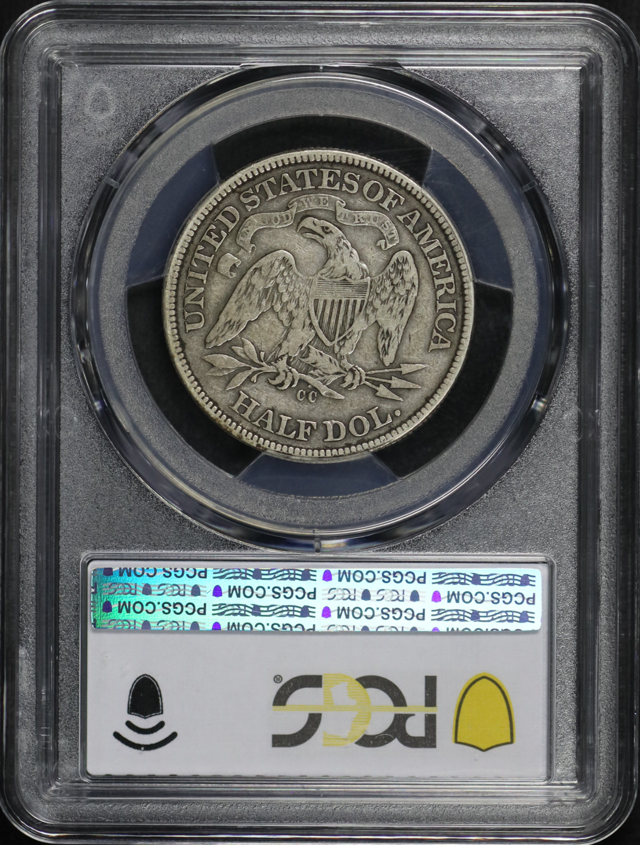 Reverse of this 1873-CC Liberty Seated Half Dollar with Arrows PCGS F-12
