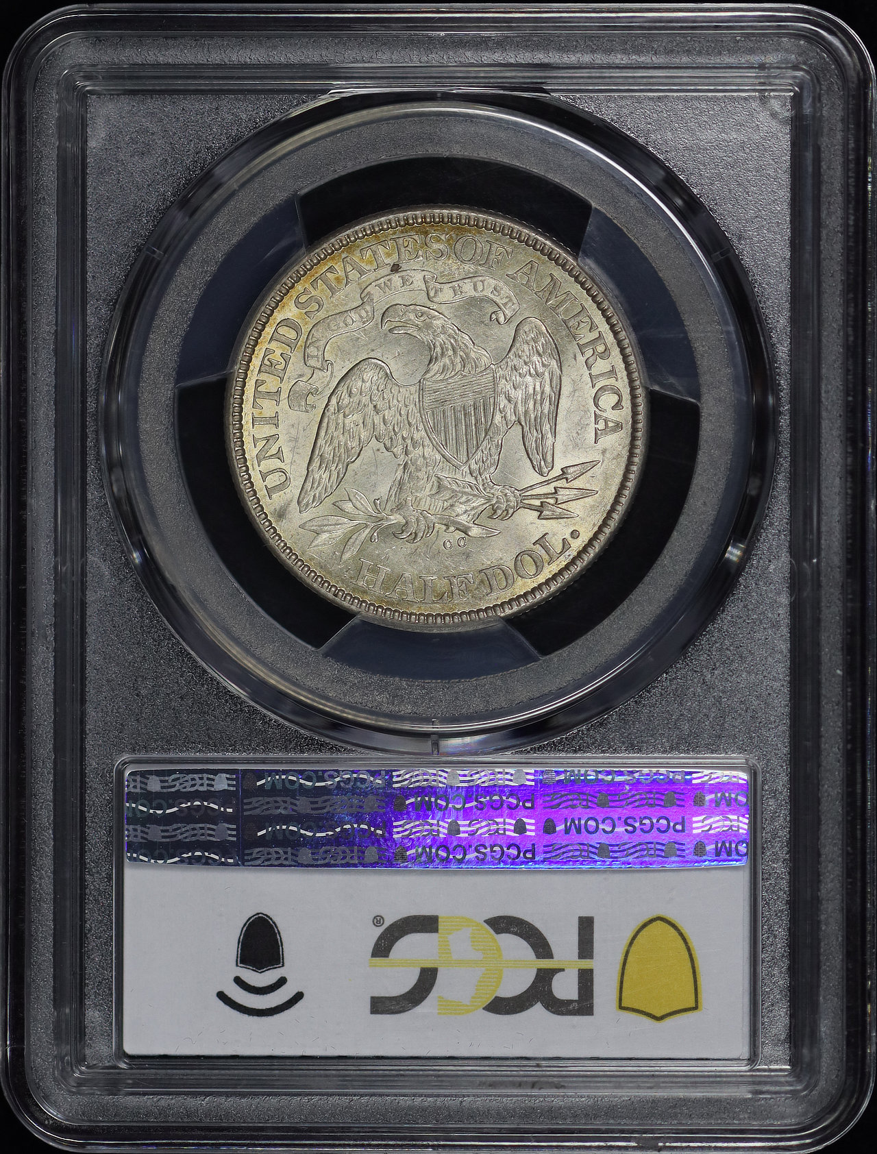 Reverse of this 1874-CC Liberty Seated Half Dollar Arrows PCGS AU-58 CAC