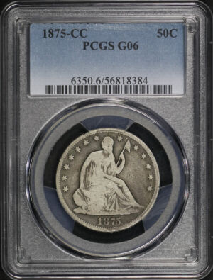 Obverse of this 1875-CC Liberty Seated Half Dollar PCGS G-06