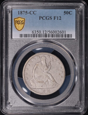 Obverse of this 1875-CC Liberty Seated Half Dollar PCGS F-12