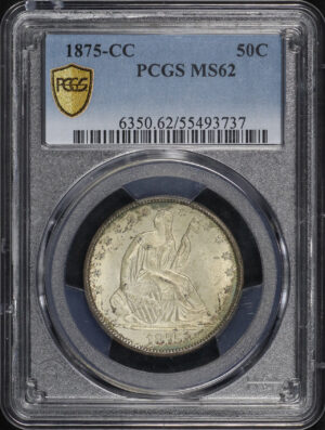 Obverse of this 1875-CC Liberty Seated Half Dollar PCGS MS-62