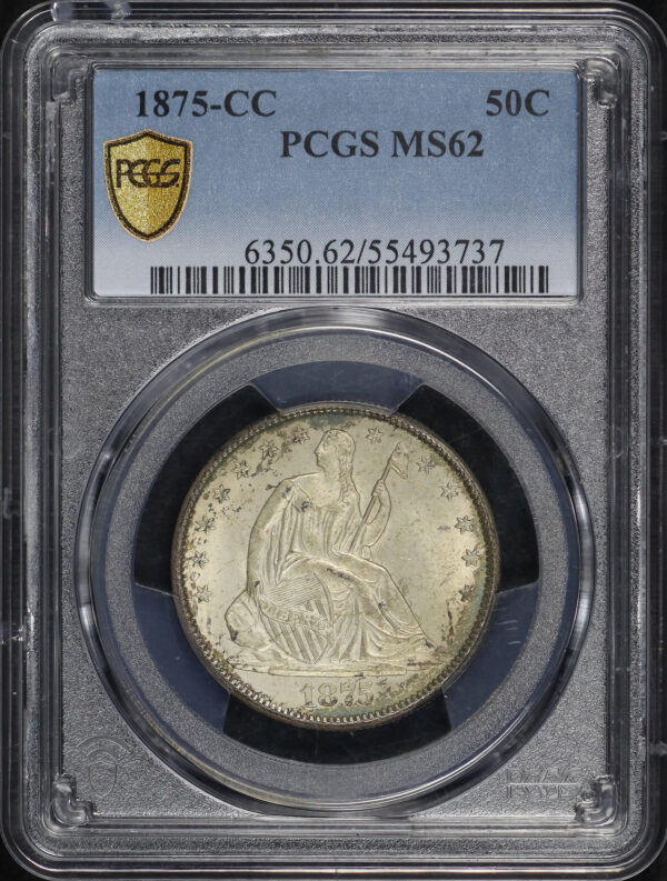 Obverse of this 1875-CC Liberty Seated Half Dollar PCGS MS-62