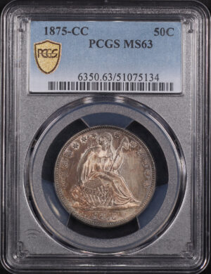 Obverse of this 1875-CC Liberty Seated Half Dollar PCGS MS-63
