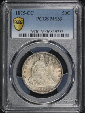 Obverse of this 1875-CC Liberty Seated Half Dollar PCGS MS-63