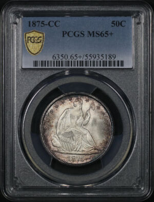 Obverse of this 1875-CC Liberty Seated Half Dollar PCGS MS-65+