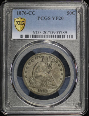 Obverse of this 1876-CC Liberty Seated Half Dollar PCGS VF-20
