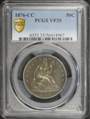Obverse of this 1876-CC Liberty Seated Half Dollar PCGS VF-35