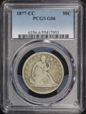 Obverse of this 1877-CC Liberty Seated Half Dollar PCGS G-06