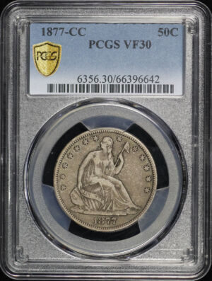 Obverse of this 1877-CC Liberty Seated Half Dollar PCGS VF-30