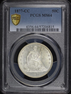 Obverse of this 1877-CC Liberty Seated Half Dollar PCGS MS-64