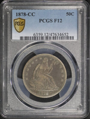 Obverse of this 1878-CC Liberty Seated Half Dollar PCGS F-12