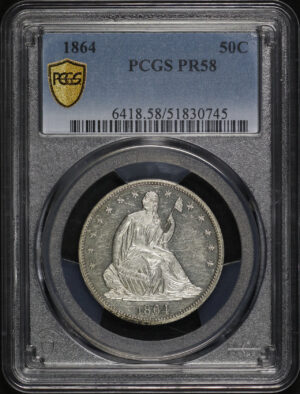 Obverse of this 1864 Liberty Seated Half Dollar PCGS PR-58