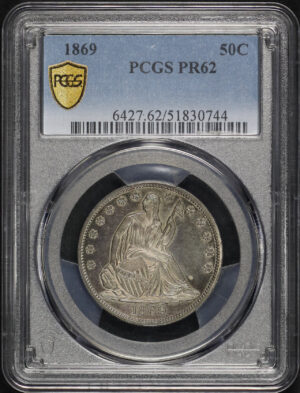 Obverse of this 1869 Liberty Seated Half Dollar PCGS PR-62