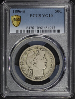 Obverse of this 1896-S Barber Half Dollar PCGS VG-10